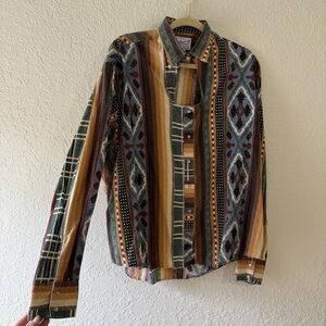 Vtg Rockmount Ranch Wear Geometric Pattern Shirt